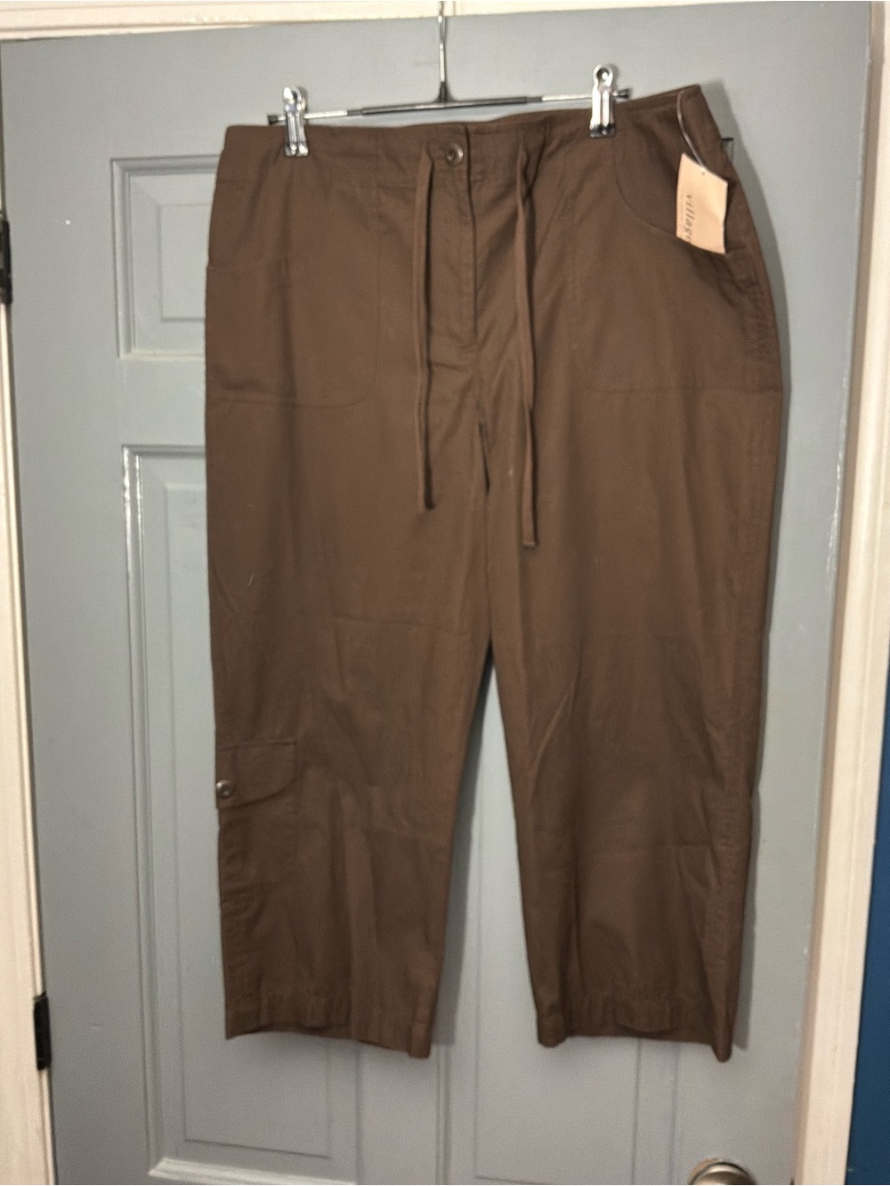 villager Olive-Brown Ankle Cargo Pants